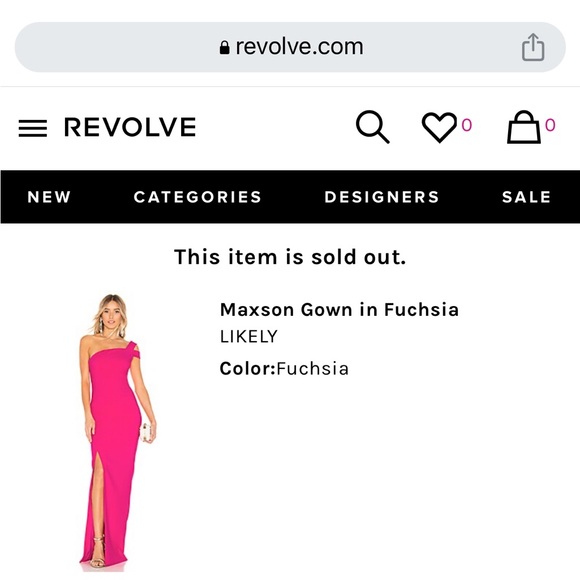 Likely Maxson Asymmetric Cold-Shoulder Evening Gown Fuchsia hot Pink size 2 NWT - Picture 2 of 13